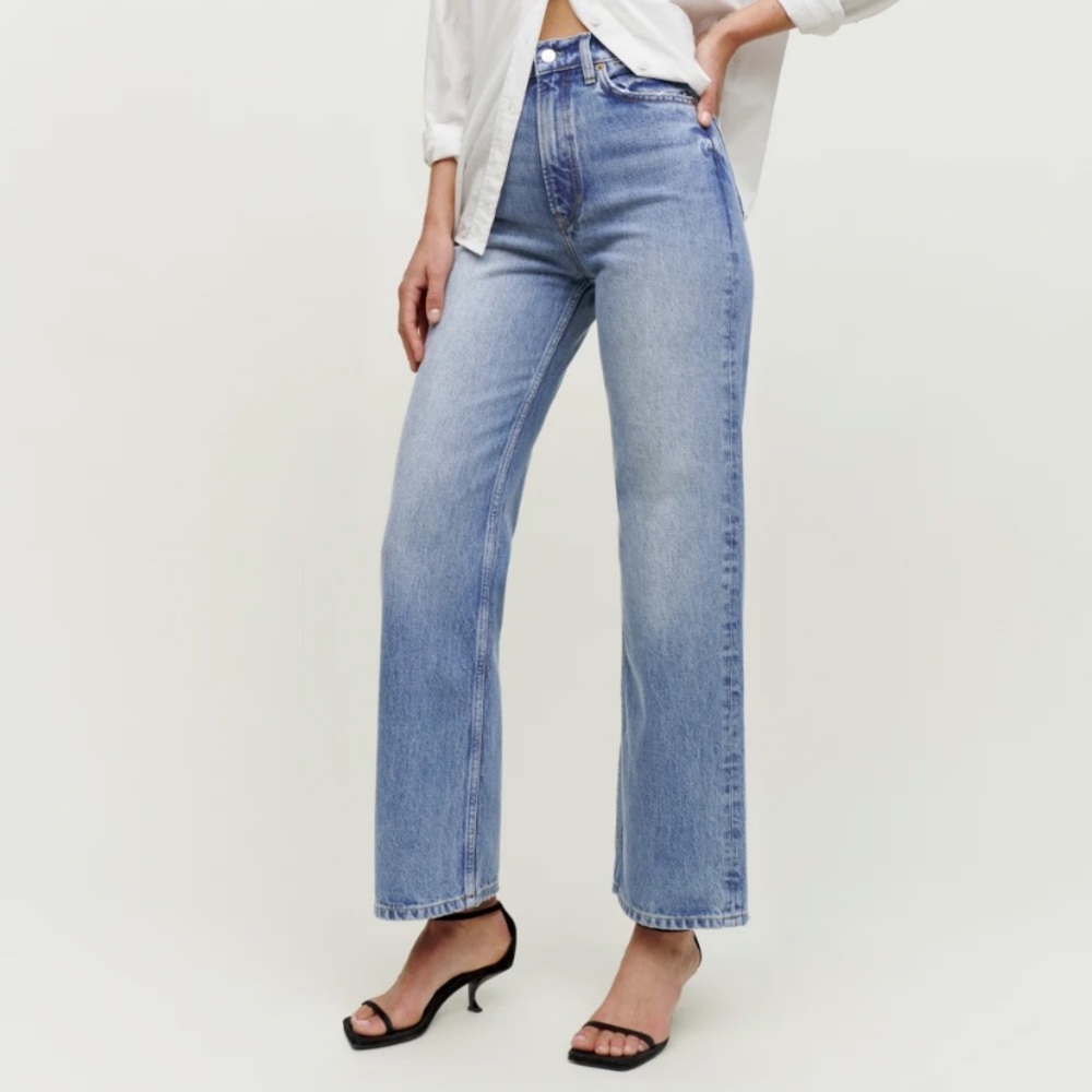 Reformation Light Blue Flare & Wide Leg Jeans